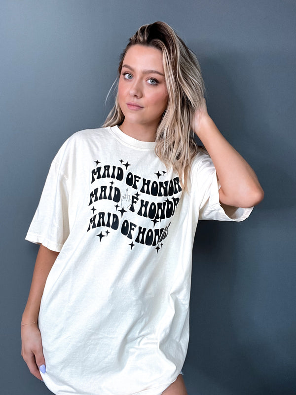 Maid Of Honor Middle Finger Ring Graphic Tee
