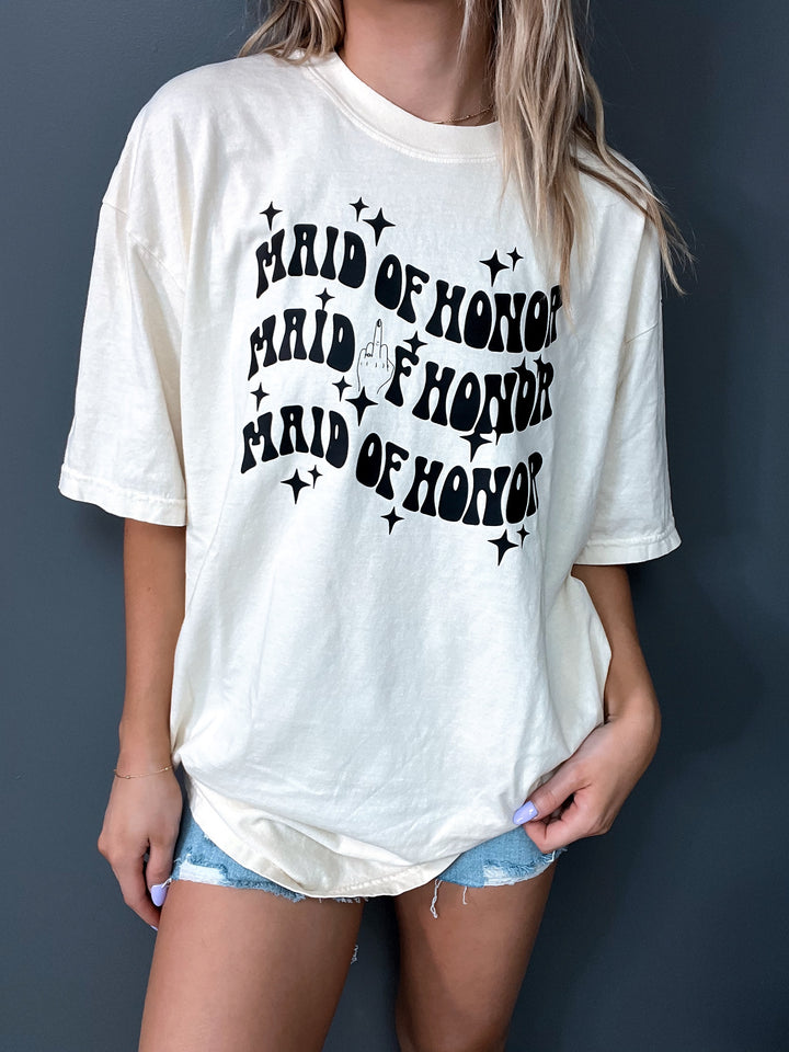 Maid Of Honor Middle Finger Ring Graphic Tee