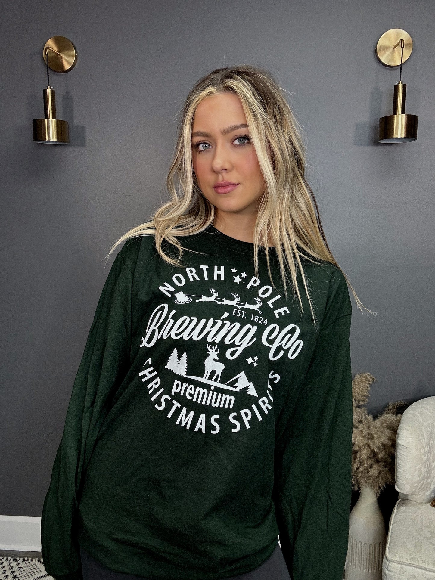 North Pole Brewing Co Green Long Sleeve Graphic Tee