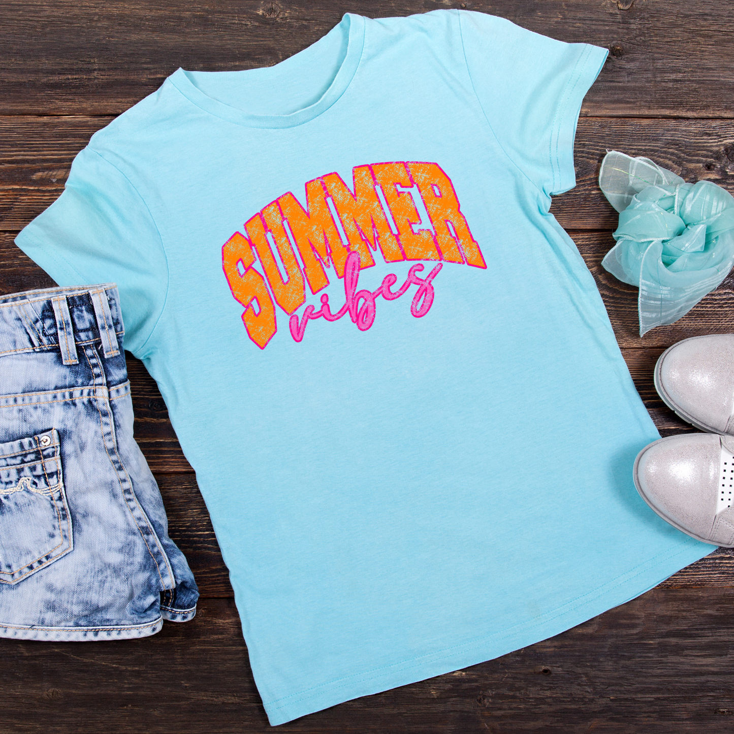 Summer Vibes Blue Graphic Tee