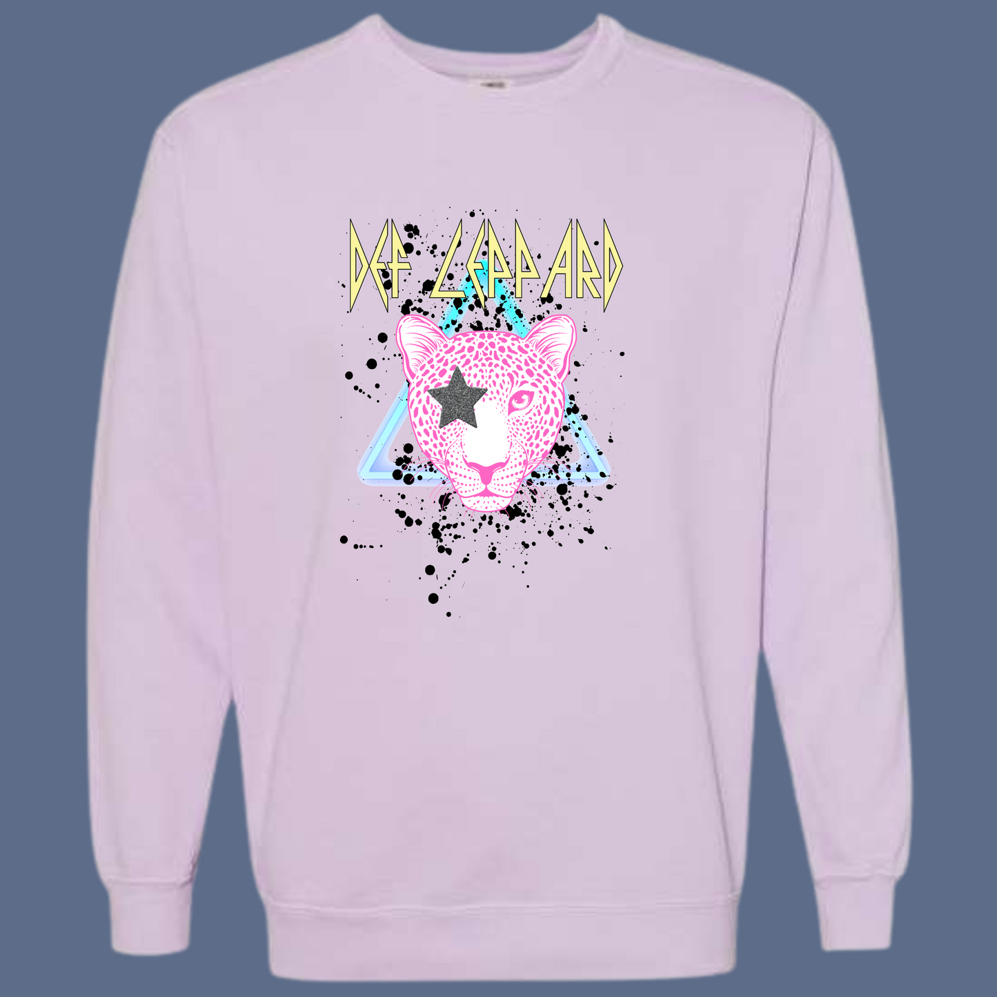 Def Leopard Lilac Graphic Crewneck Sweatshirt