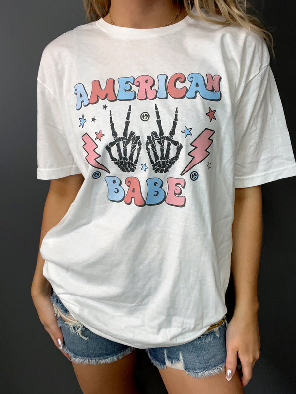 American Babe Skull Hands Graphic Tee