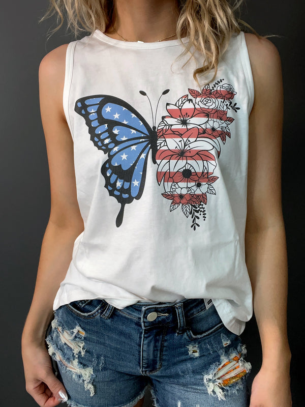 Americana Butterfly Graphic Tank