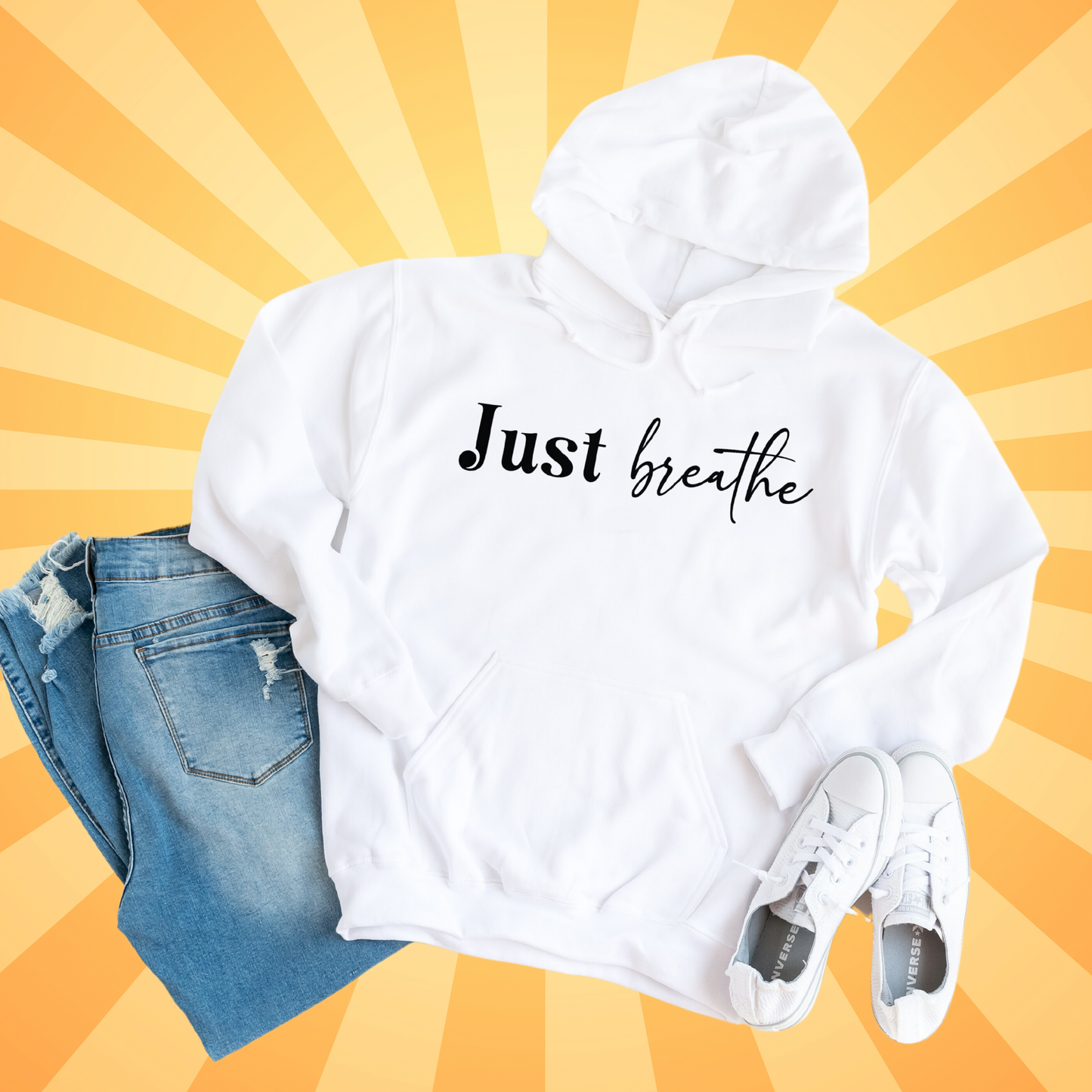 Just Breathe And Remember Who The F*ck You Are Hoodie w/Sleeve design
