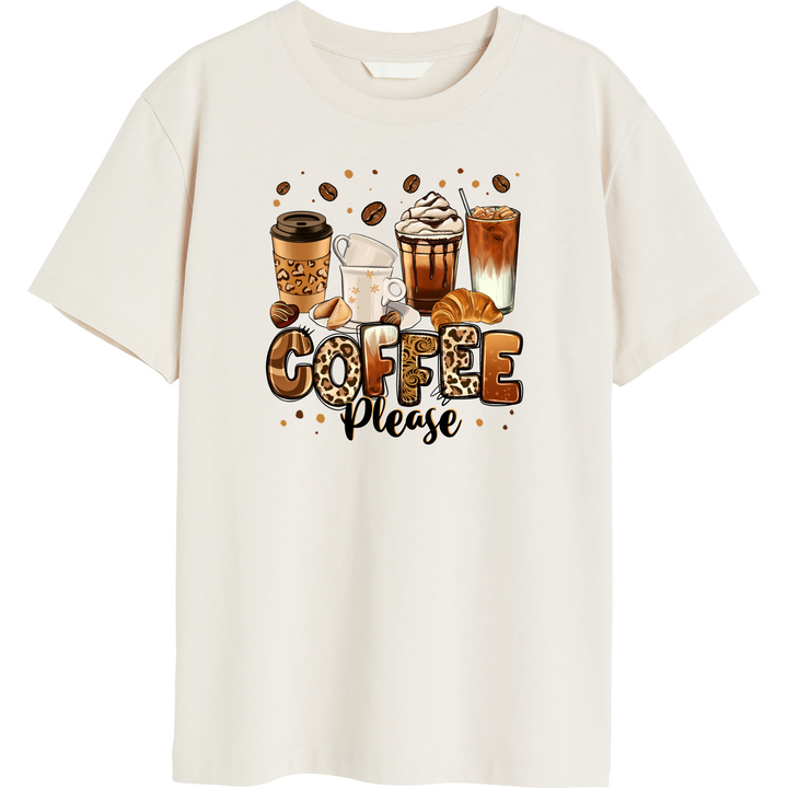 Coffee Please Cream Graphic T-Shirt