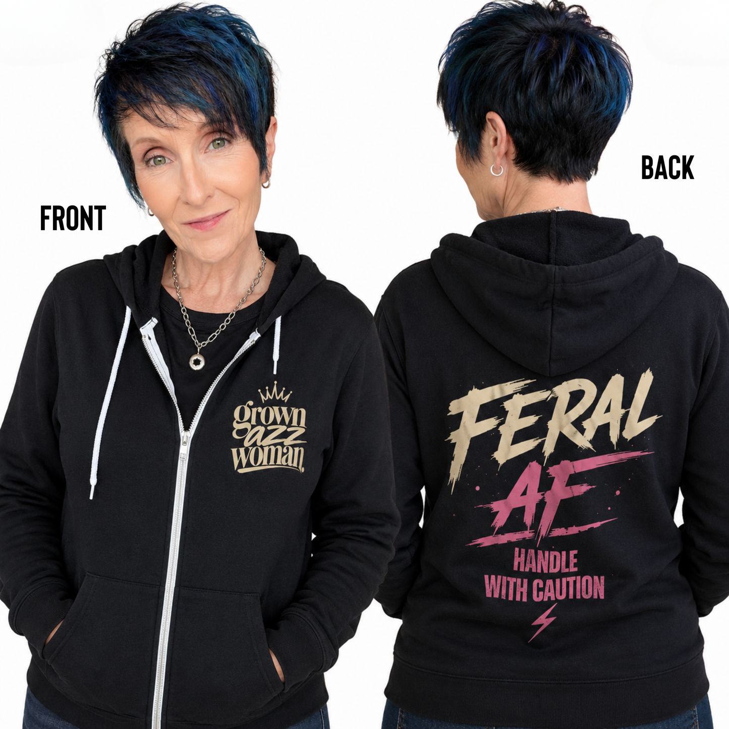 GAW Feral AF Handle With Caution Zip Up Hoodie