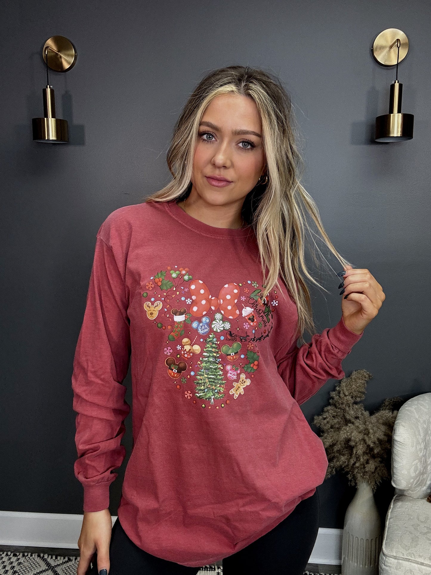 Disney Christmas Brick Long Sleeve Graphic Tee