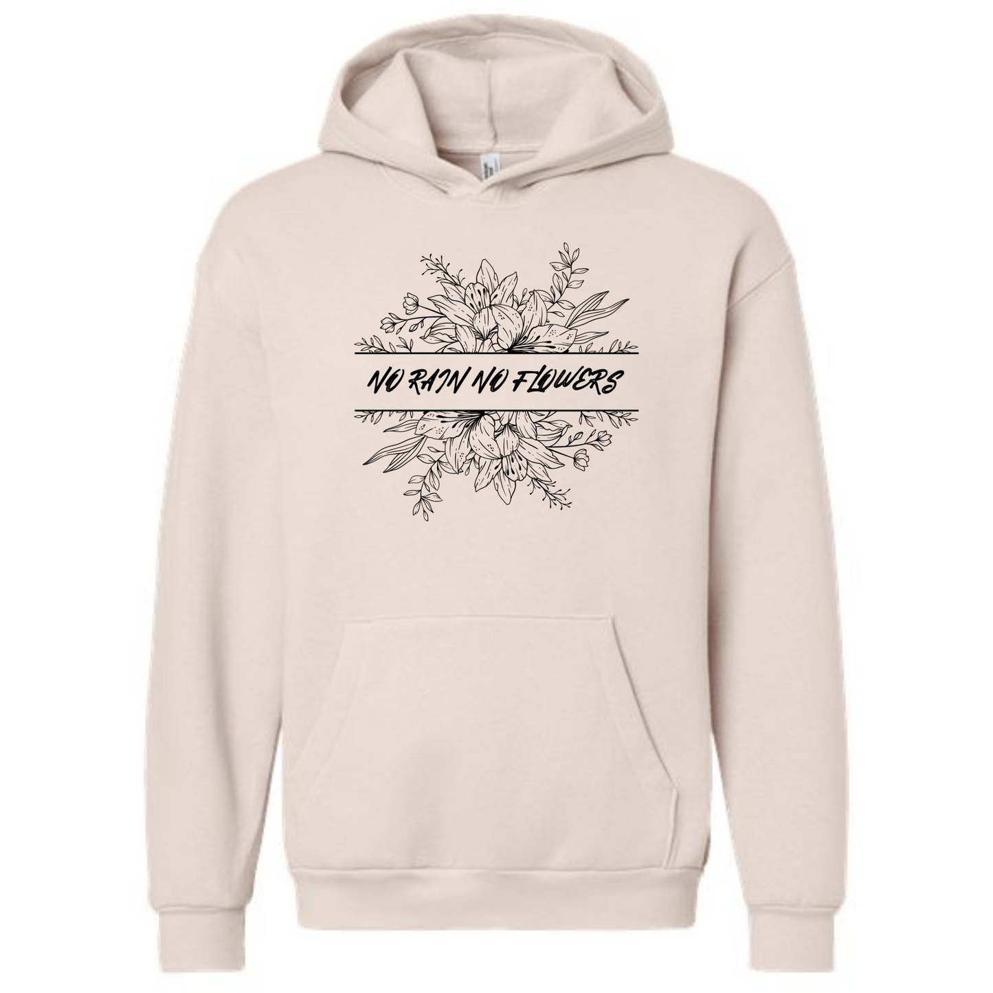 No Rain No Flowers Beige Graphic Hoodie