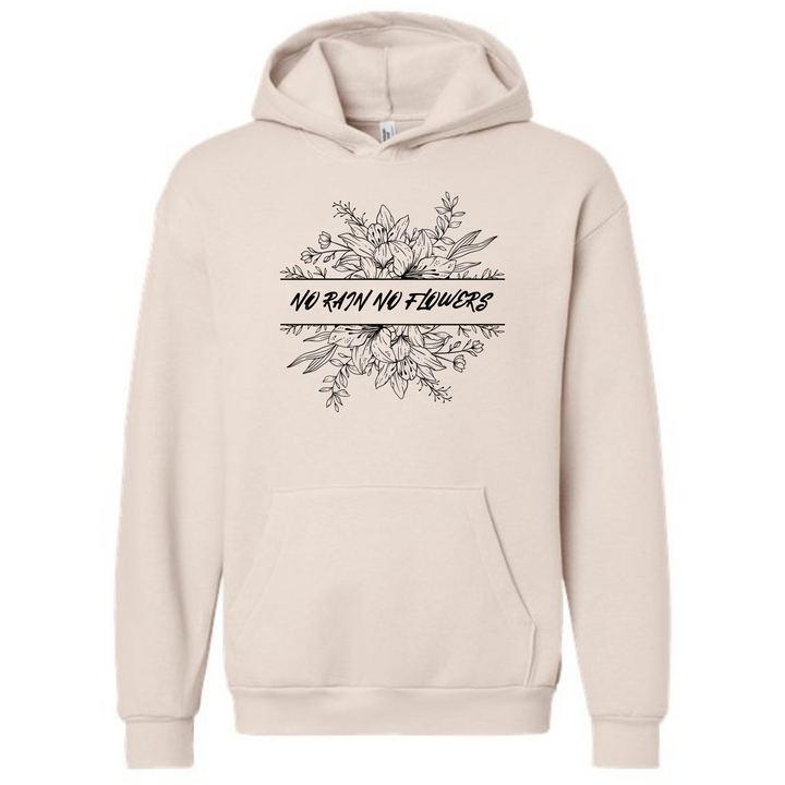 No Rain No Flowers Beige Graphic Hoodie