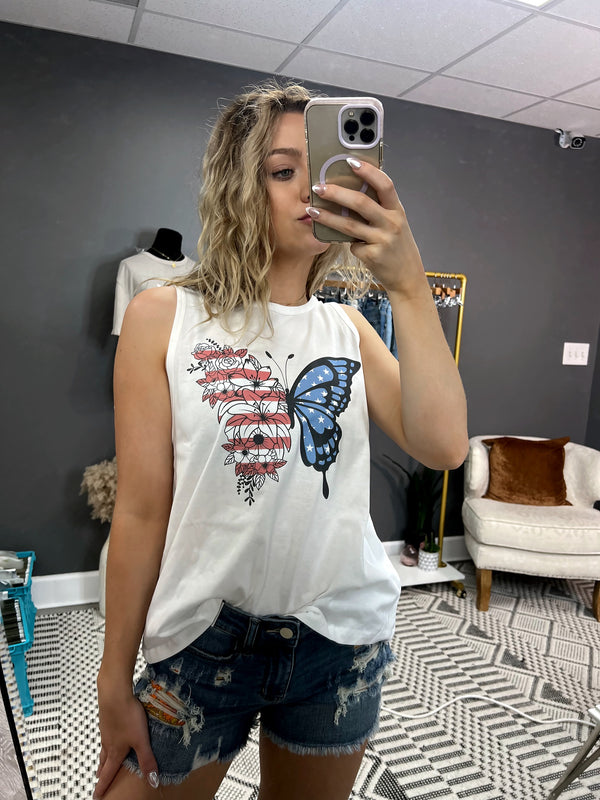 Americana Butterfly Graphic Tank