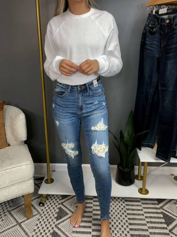 Judy Blue Hi-Waist Skinny Lemon Patch Jeans