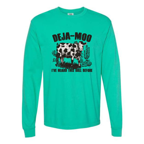 Deja Moo Mint Long Sleeve Graphic Tee