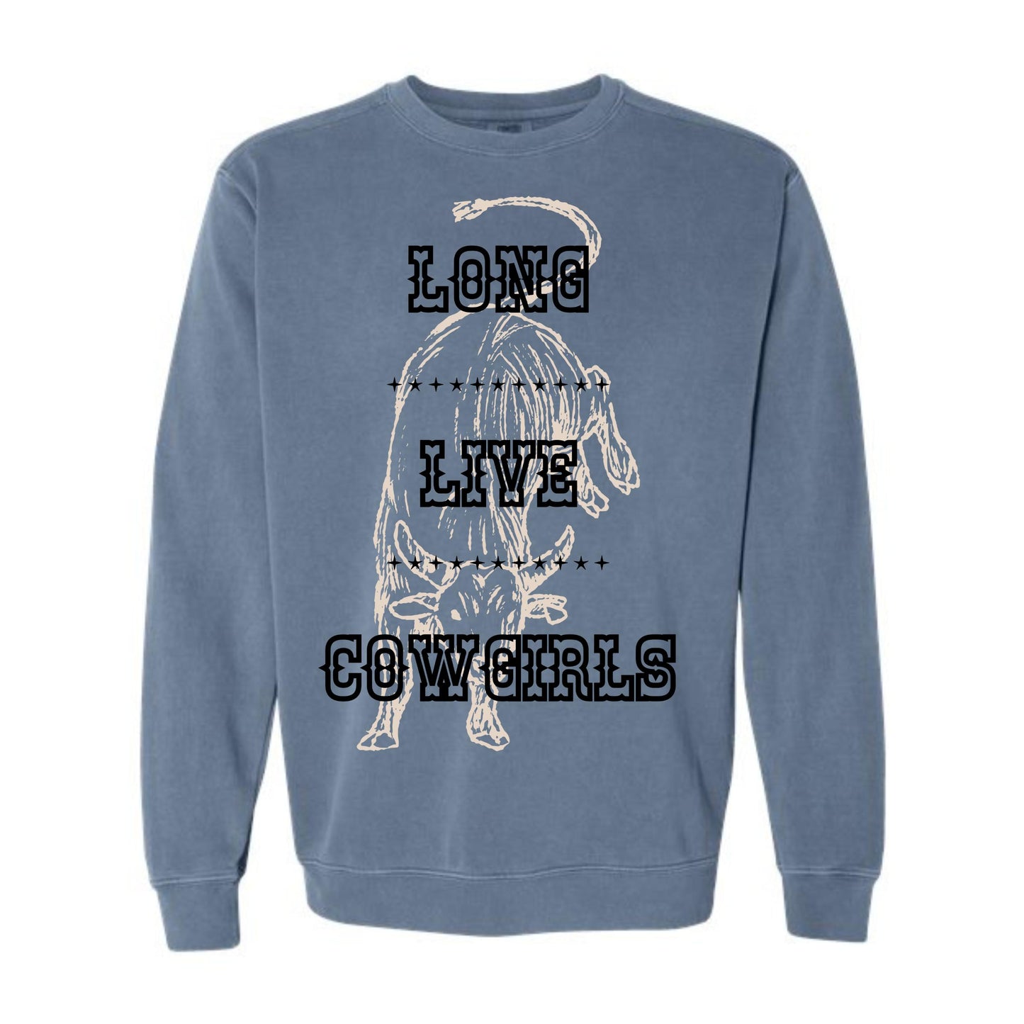 Long Live Cowgirls Blue Graphic Crewneck Sweatshirt