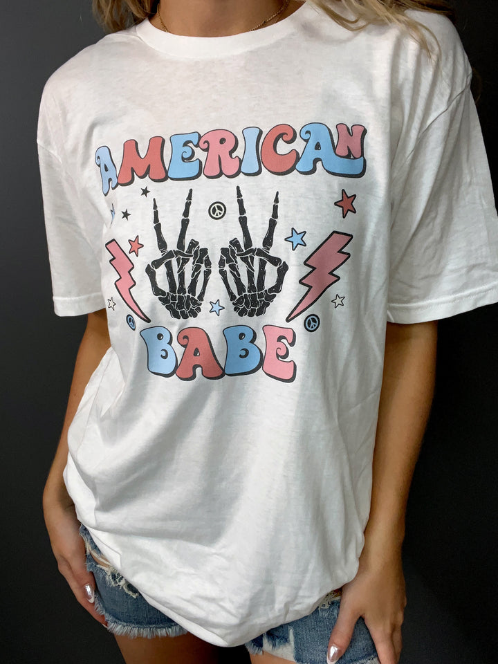 American Babe Skull Hands Graphic Tee