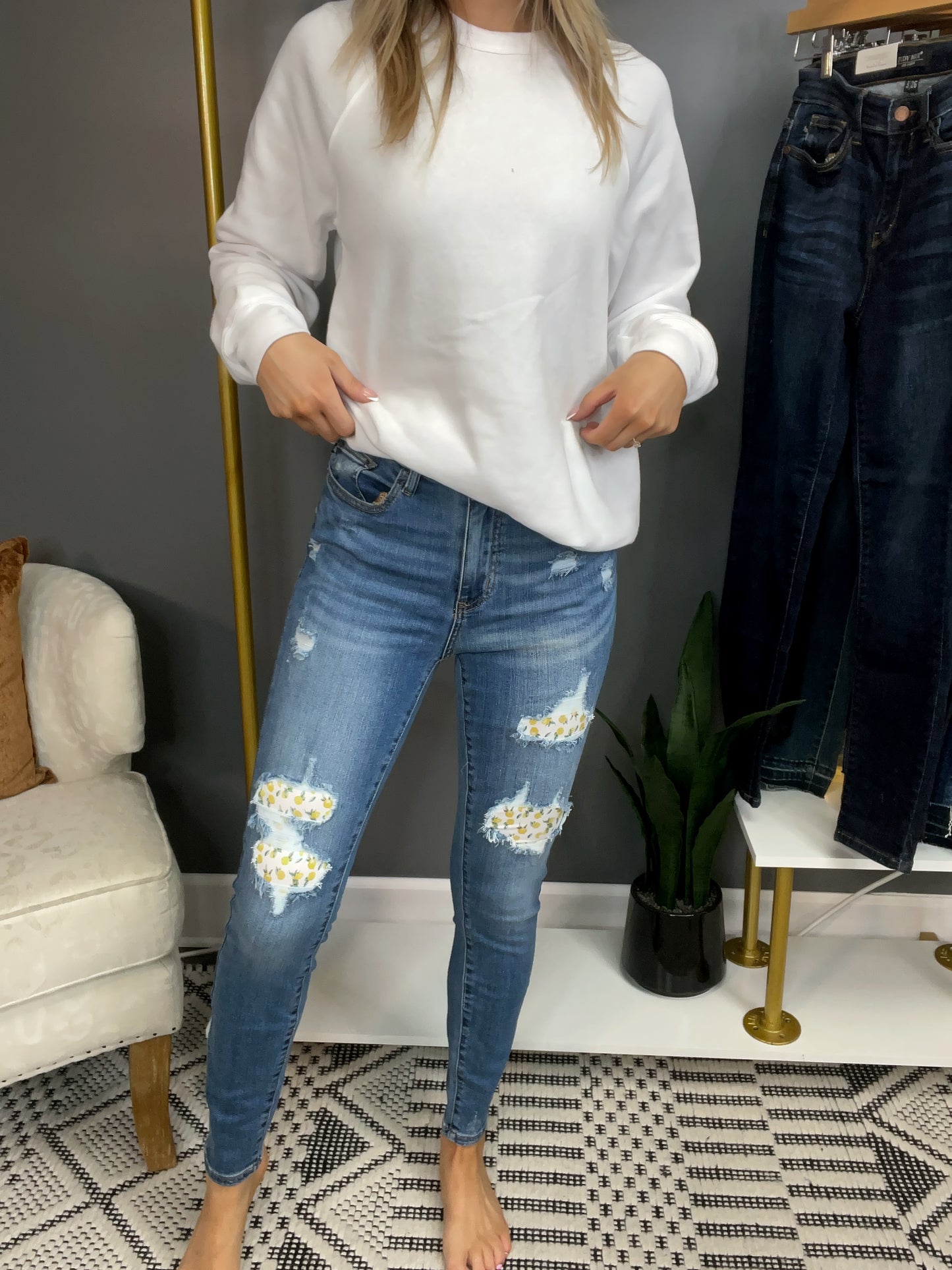 Judy Blue Hi-Waist Skinny Lemon Patch Jeans