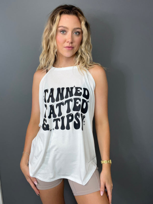 Tanned Tatted & Tipsy Graphic Tank