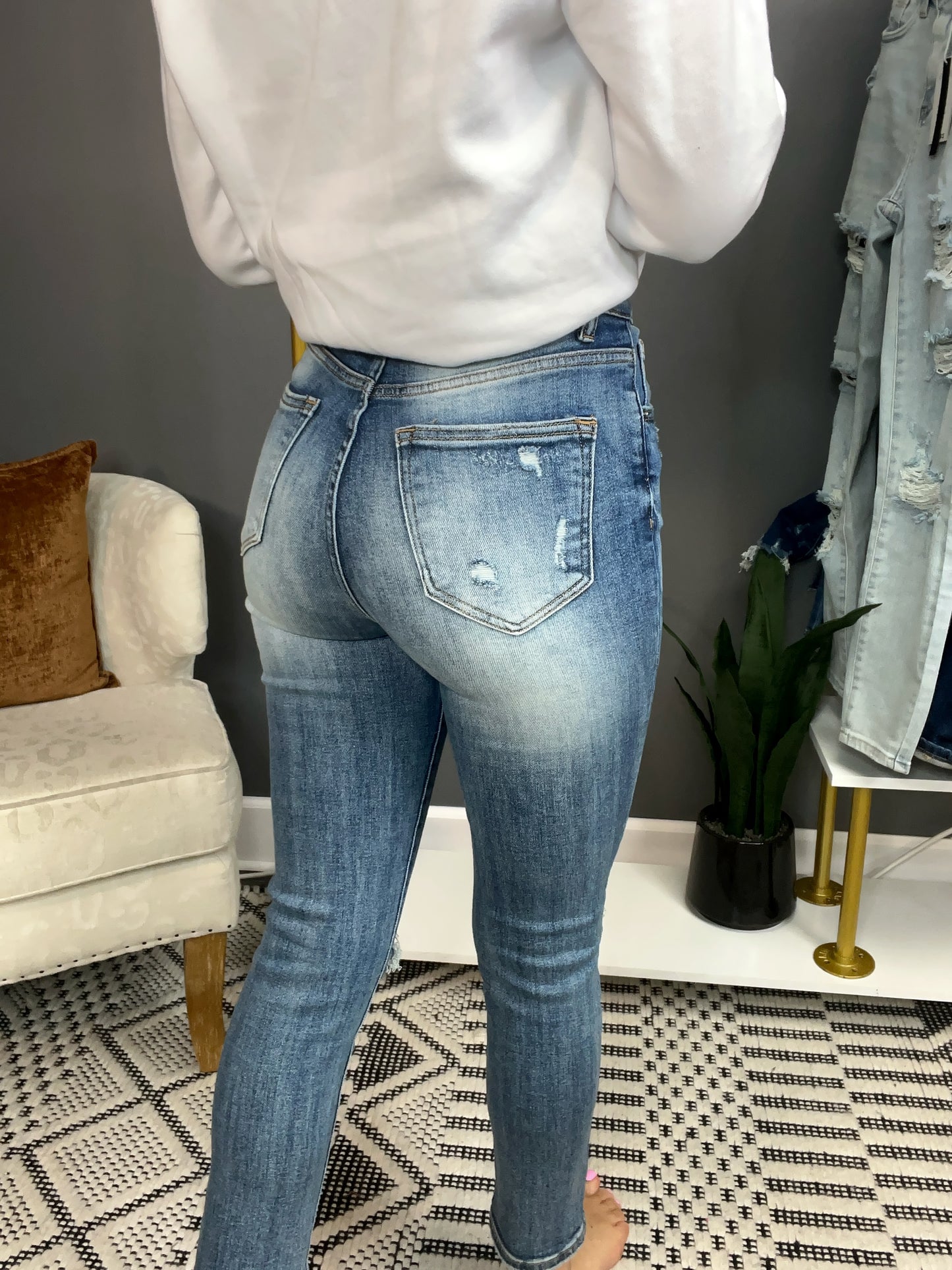 RISEN- High Rise Vintage Wash Skinny Jeans