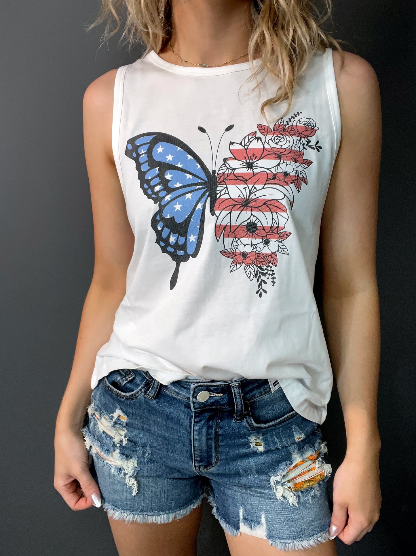 Americana Butterfly Graphic Tank