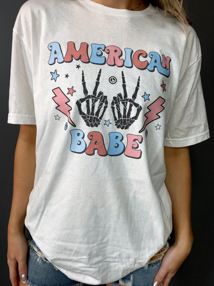 American Babe Skull Hands Graphic Tee