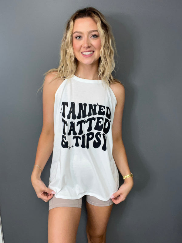 Tanned Tatted & Tipsy Graphic Tank