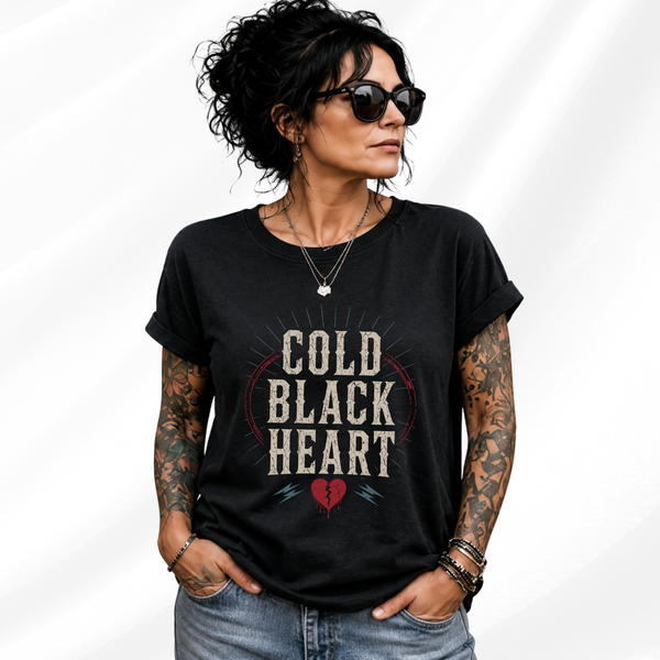 Cold Black Heart Vintage Tee or Tank
