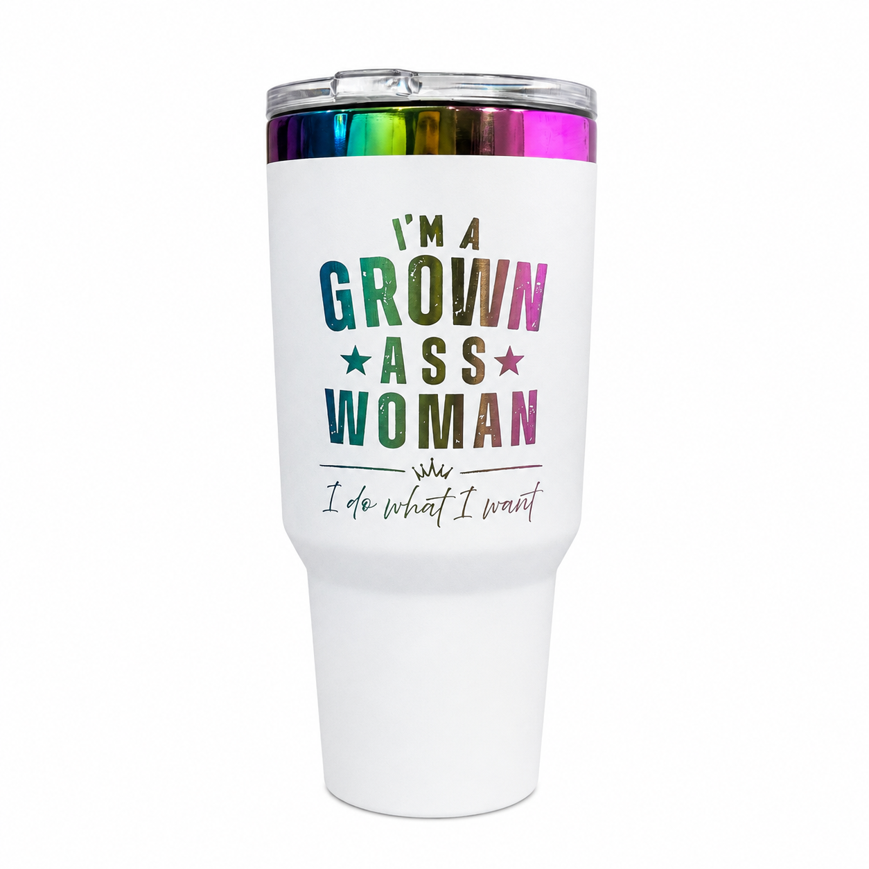 I'm A Grown Ass Woman 40 oz Prism Rainbow Tumbler