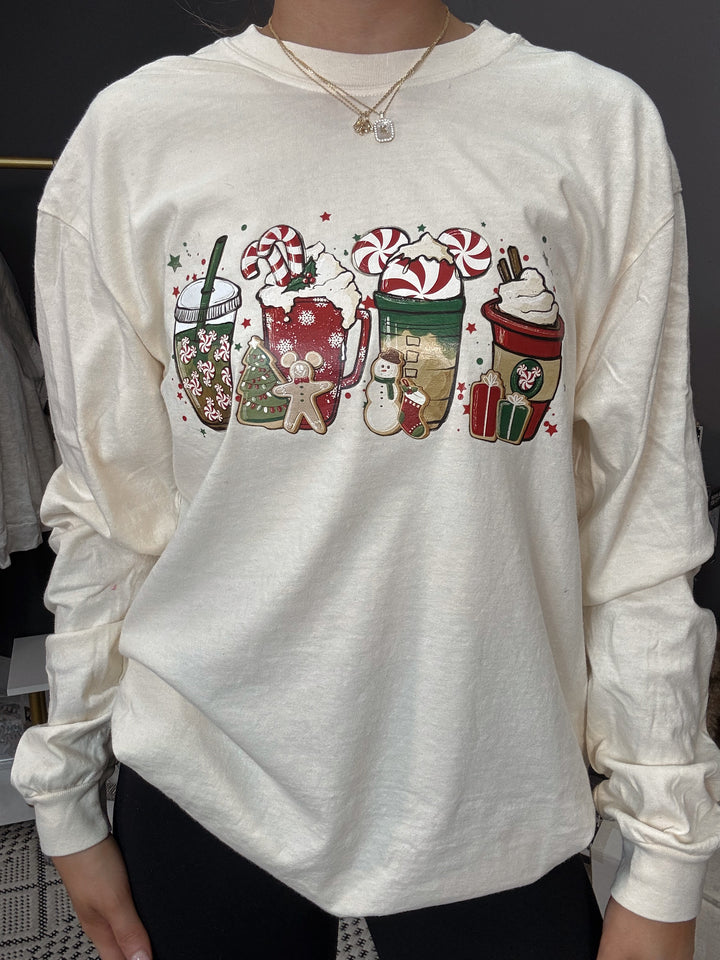 Christmas Vintage Lattes Long Sleeve Tee