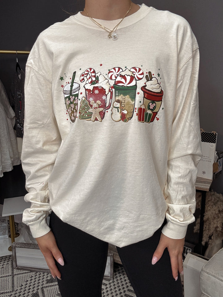 Christmas Vintage Lattes Long Sleeve Tee