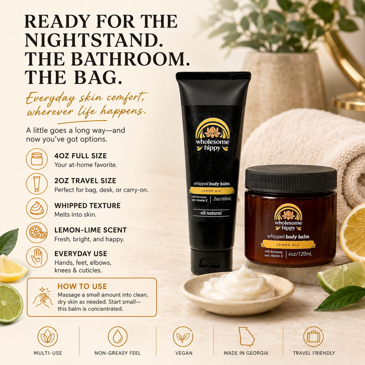 Lemon-Aid Whipped Wonder Balm | Multi-Use Skin Balm | 4oz