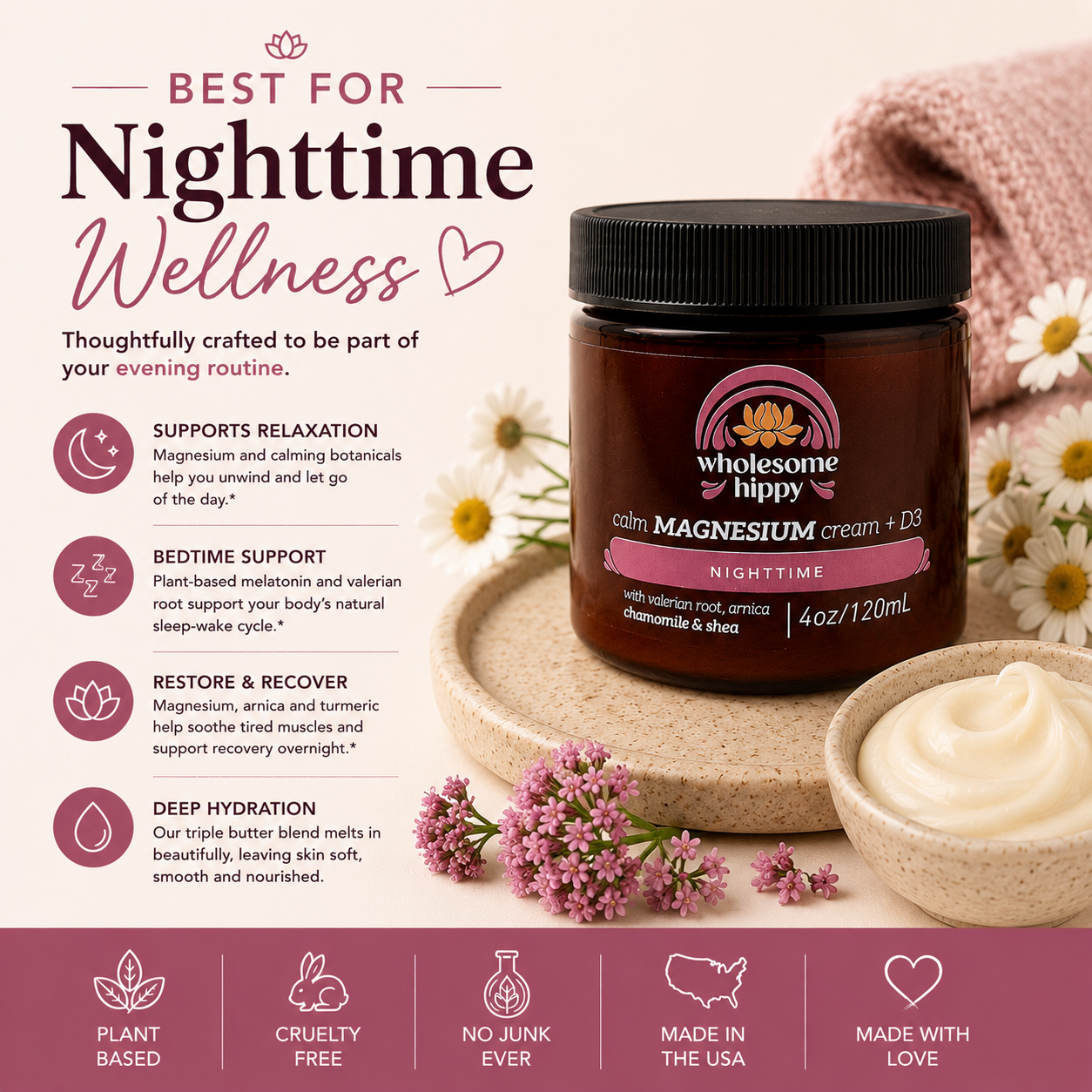 Nighttime Calm Cream | Magnesium Cream & Body Butter | 4oz