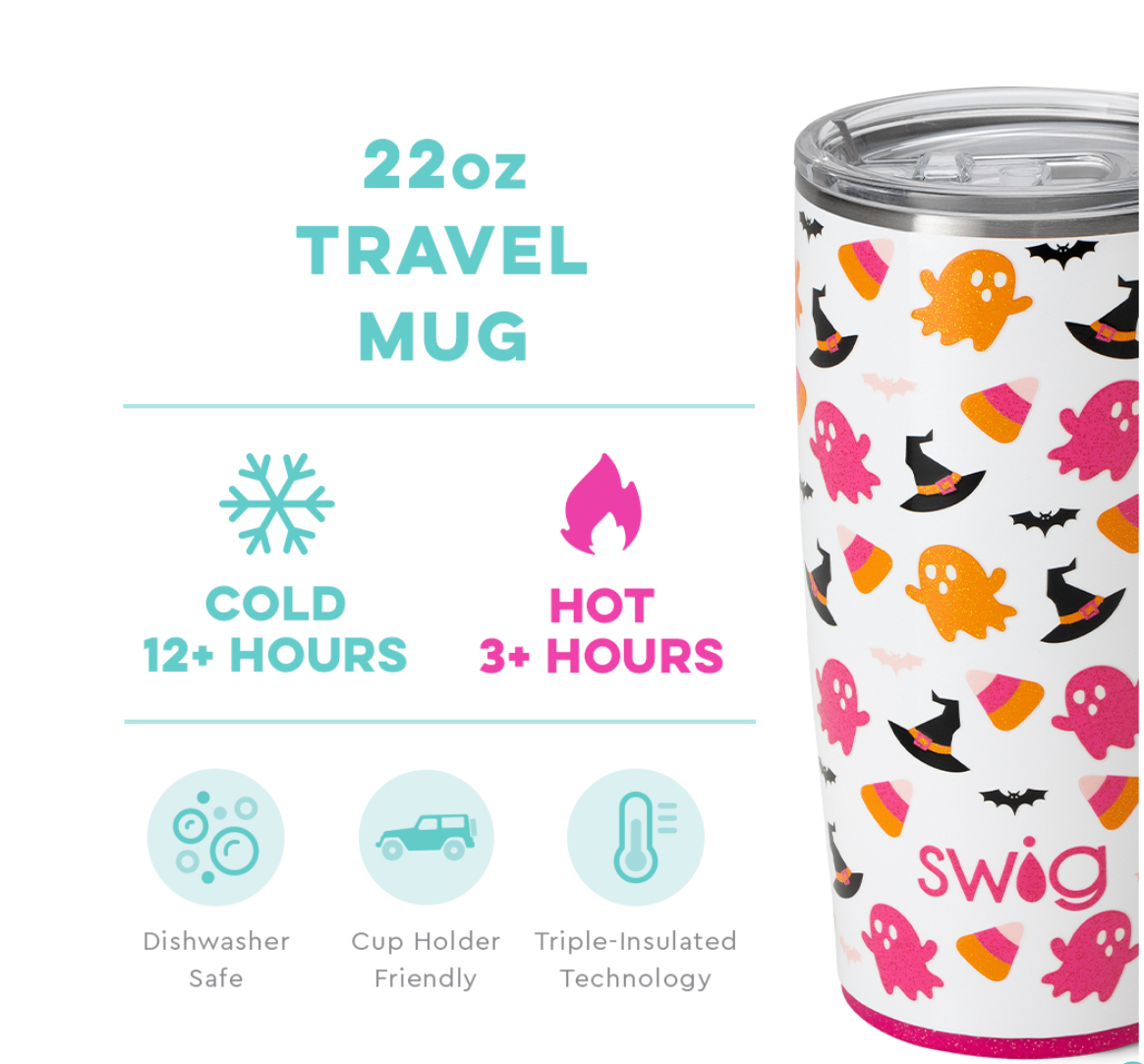 Hey Boo+Pink Glitter Travel Mug (22oz)