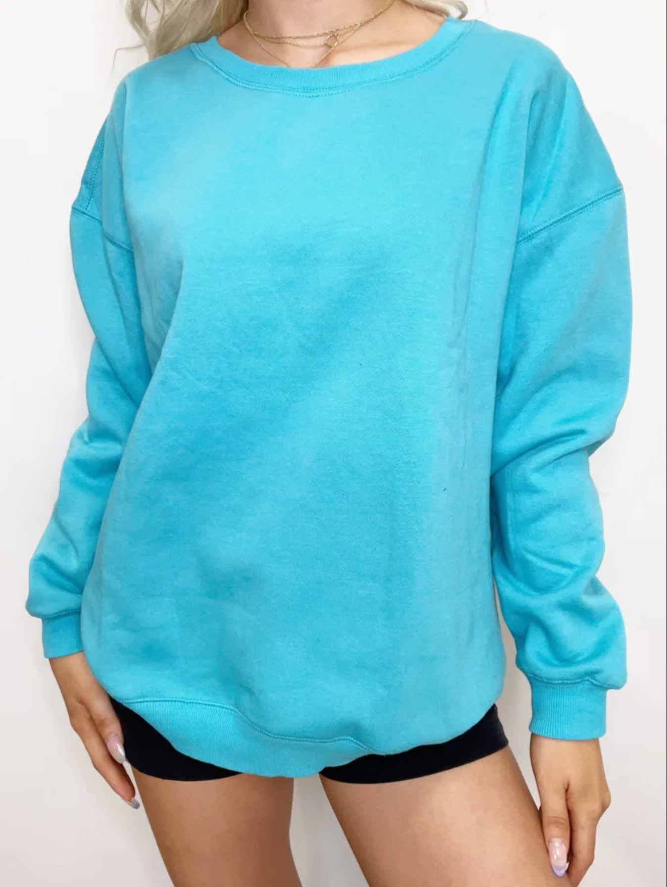 Solid Aqua Crewneck Sweatshirt