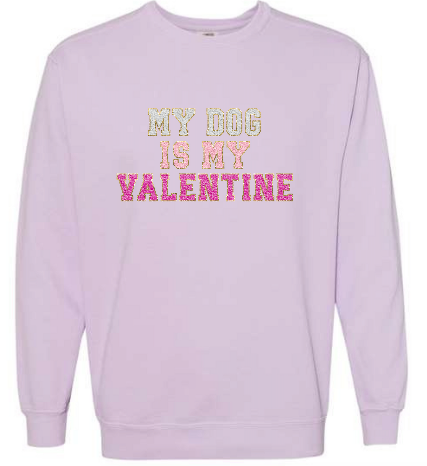 Dog Valentine Graphic Lavender Crewneck