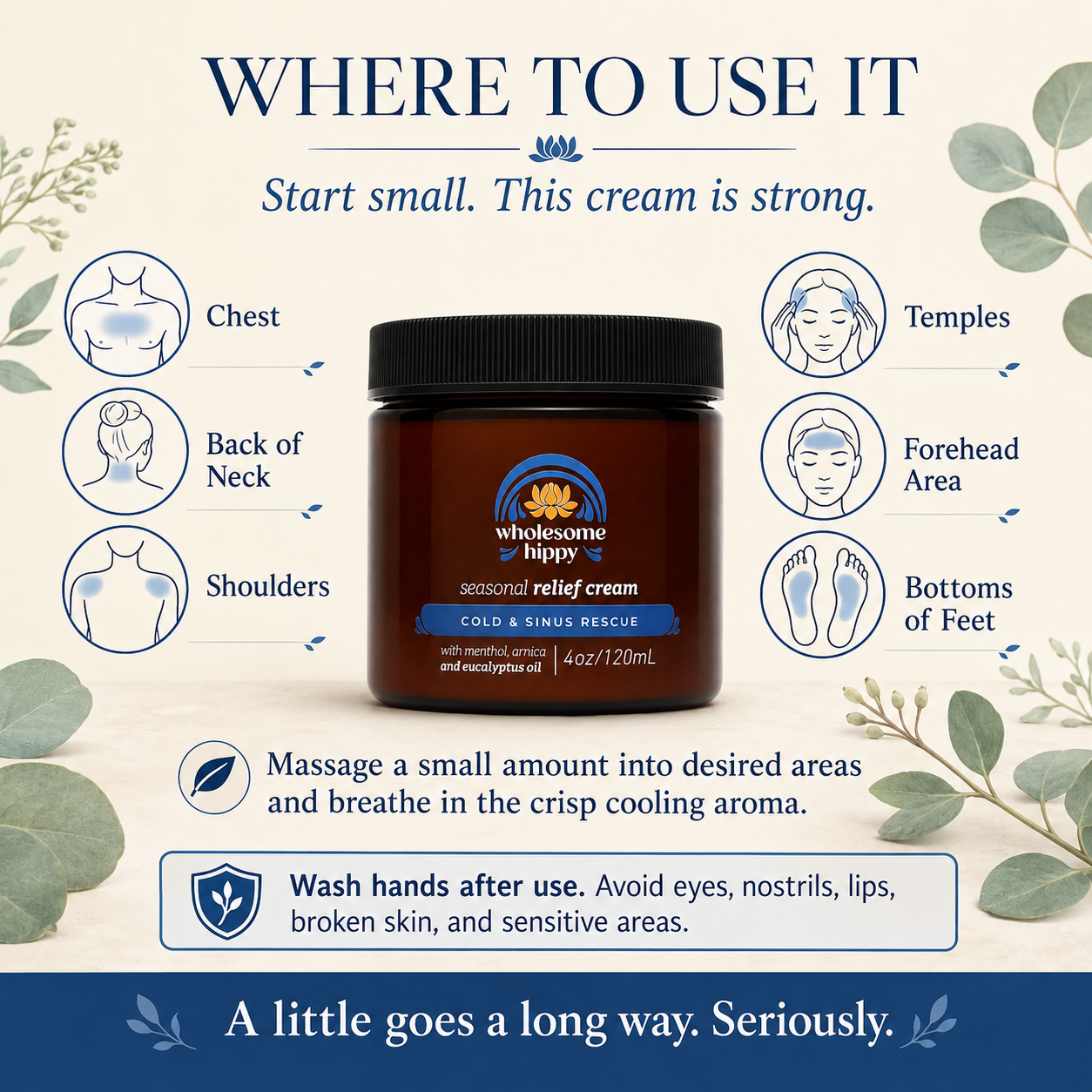 Seasonal Relief Cream | Menthol + Eucalyptus Cooling Cream | 4oz