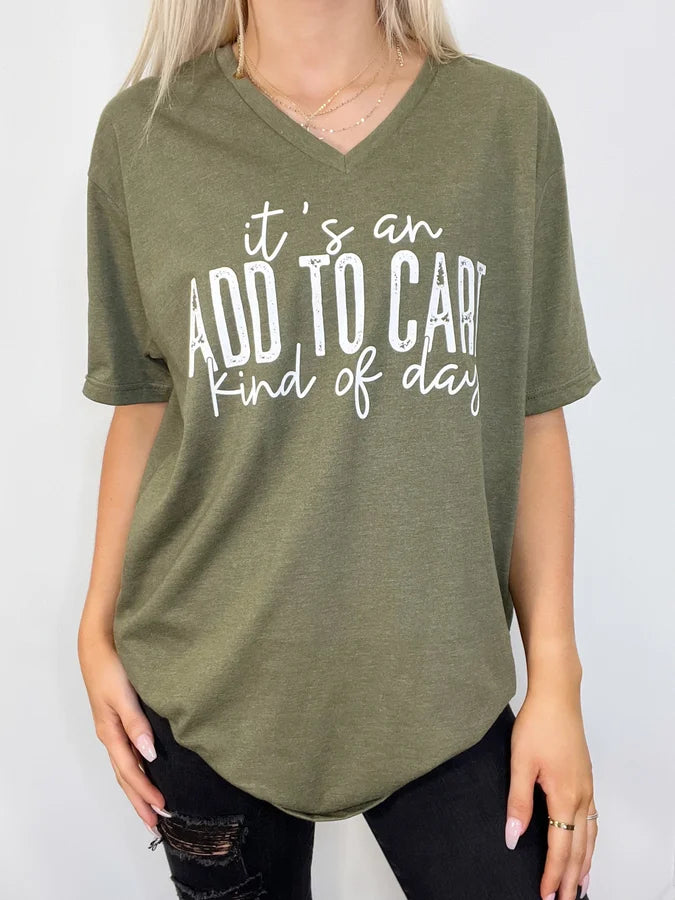 Add To Cart Kind Of Day Graphic Olive V-Neck