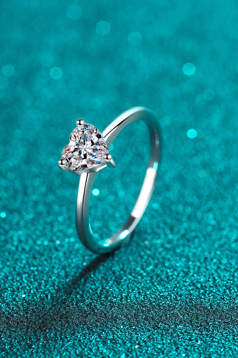 925 Sterling Silver Heart-Shaped Moissanite Solitaire Ring