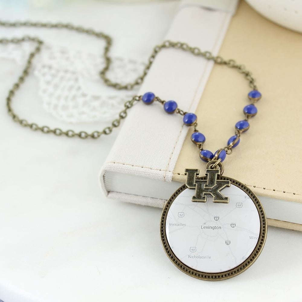 34” Kentucky Vintage Style Logo and Map Necklace