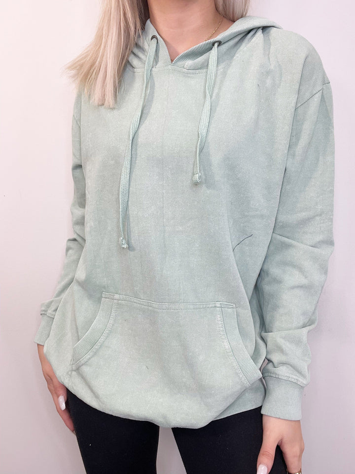 Custom Sage Mineral Wash Hoodie