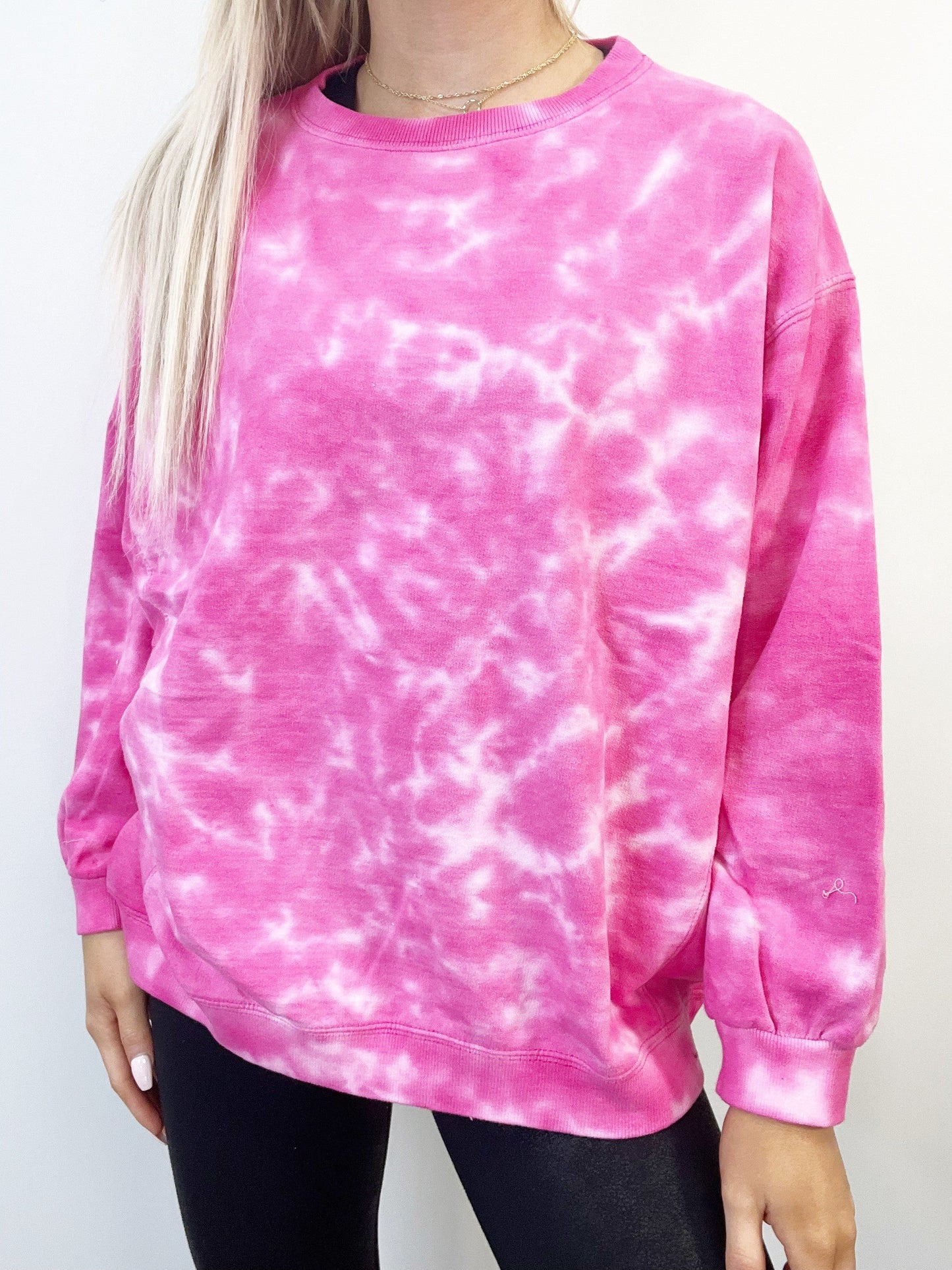Custom Hot Pink TieDye Crewneck Sweatshirt