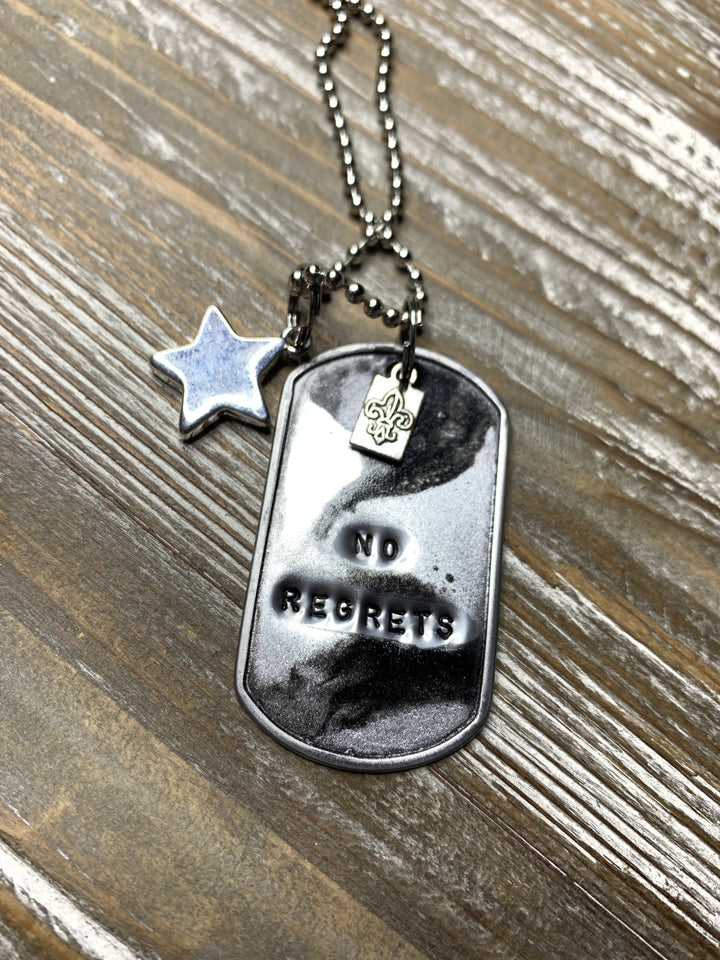 Kate Mesta No Regrets Hand Painted Dog Tags