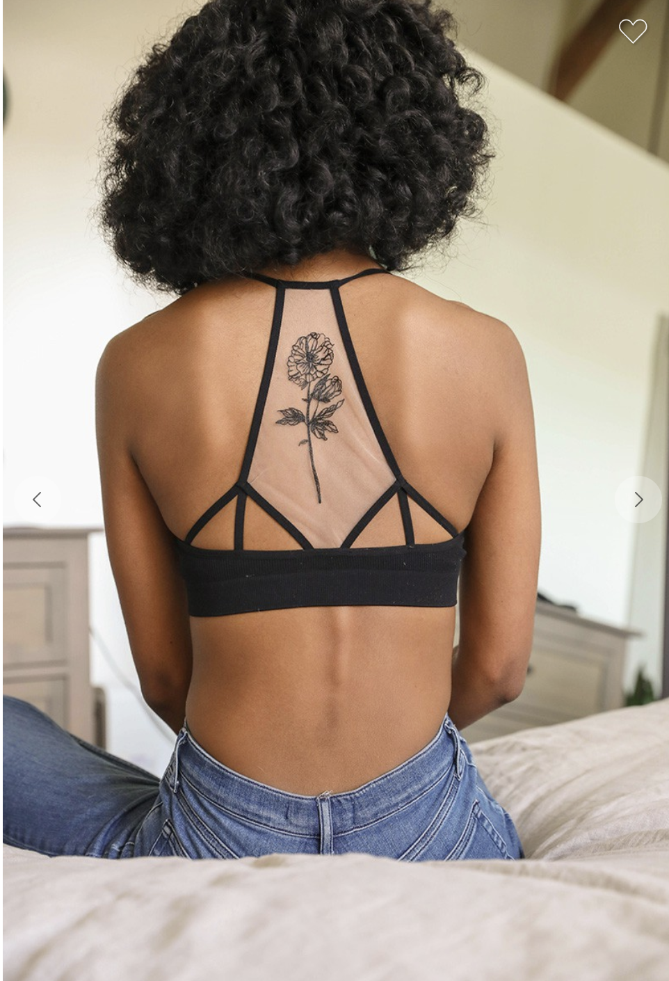 Flower Bloom Tattoo Mesh Bralette in Black or White – Featherandvine