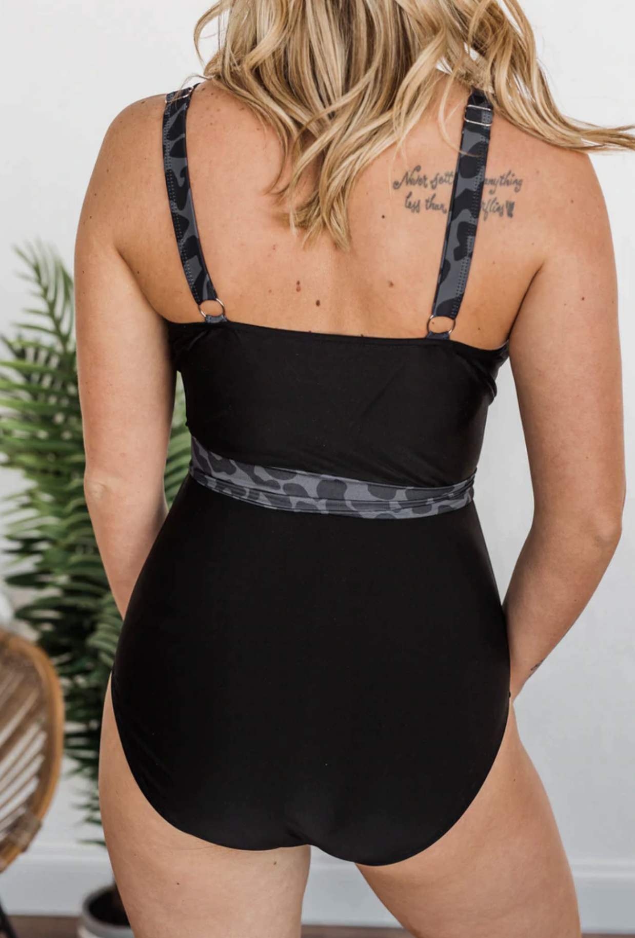 Beach Party One-Piece Swimsuit-Charcoal Leopard