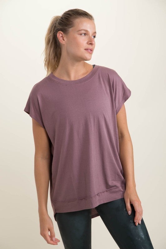 Webbed Cut-Out Back Athleisure Top in Mauve