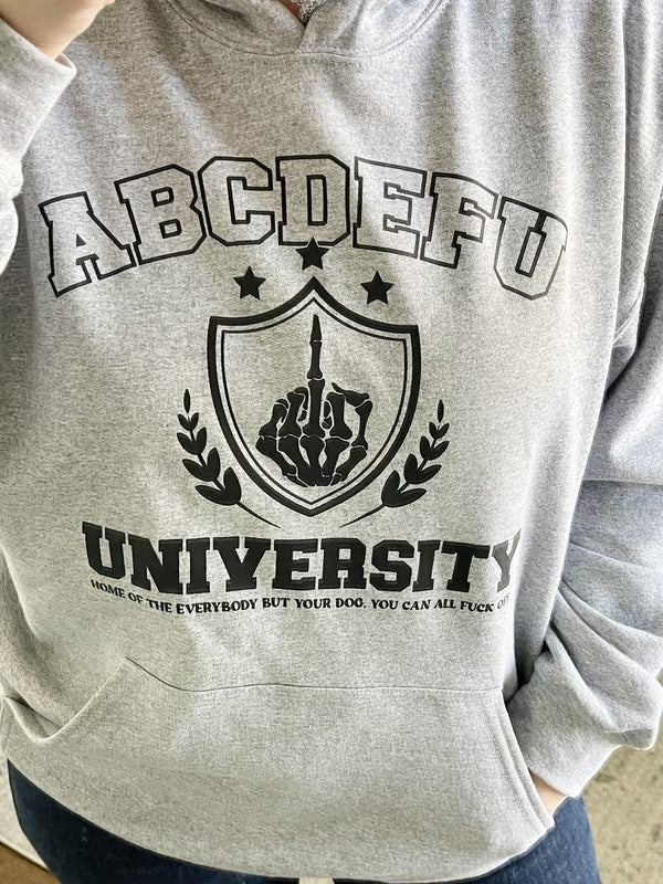 ABCDEFU University Graphic Hoodie