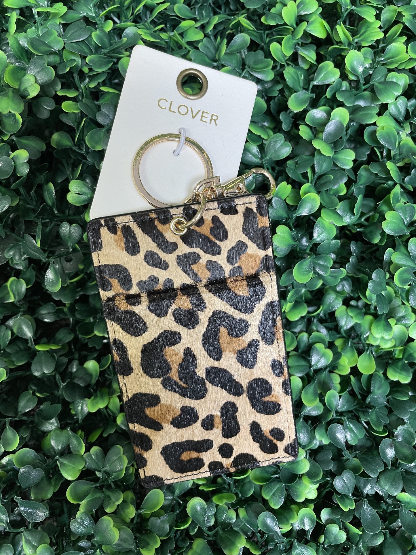 Cheetah Print Genuine Leather Wallet Key Ring