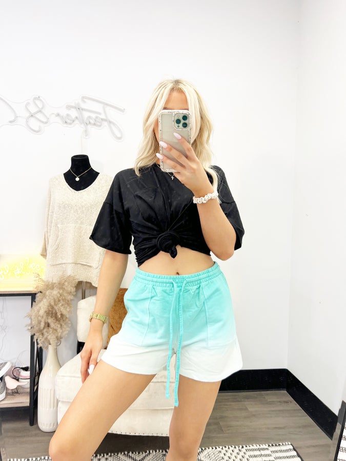 French Terry Dip Dye Drawstring Shorts ***Multiple Colors