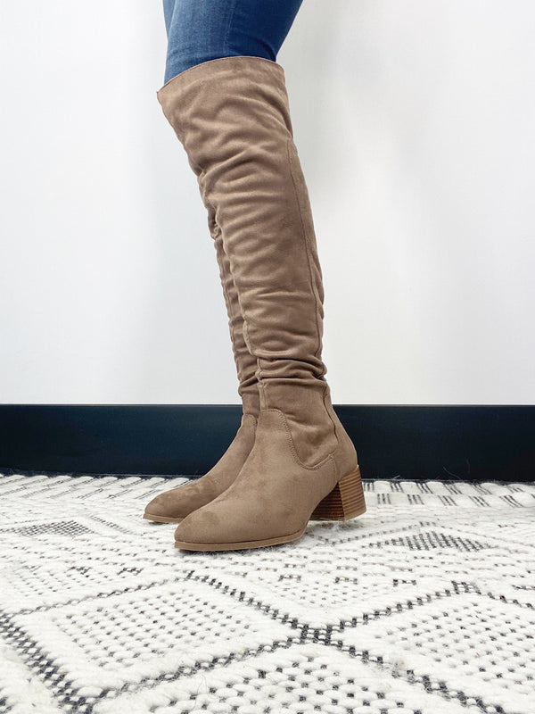 FASHION STYLE TAUPE HIGH THIGH BOOTS