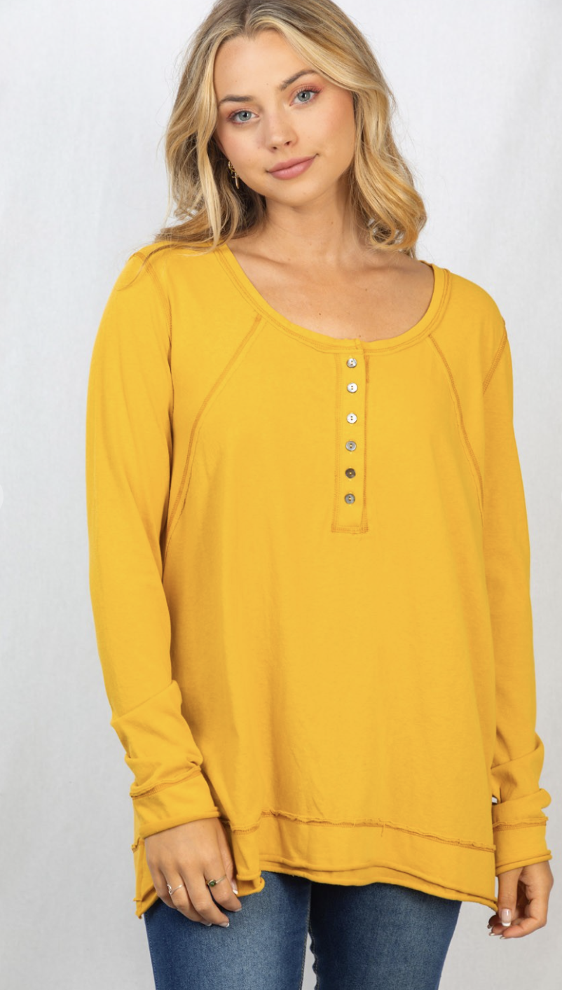 Long Sleeve Solid Knit Top-Yellow