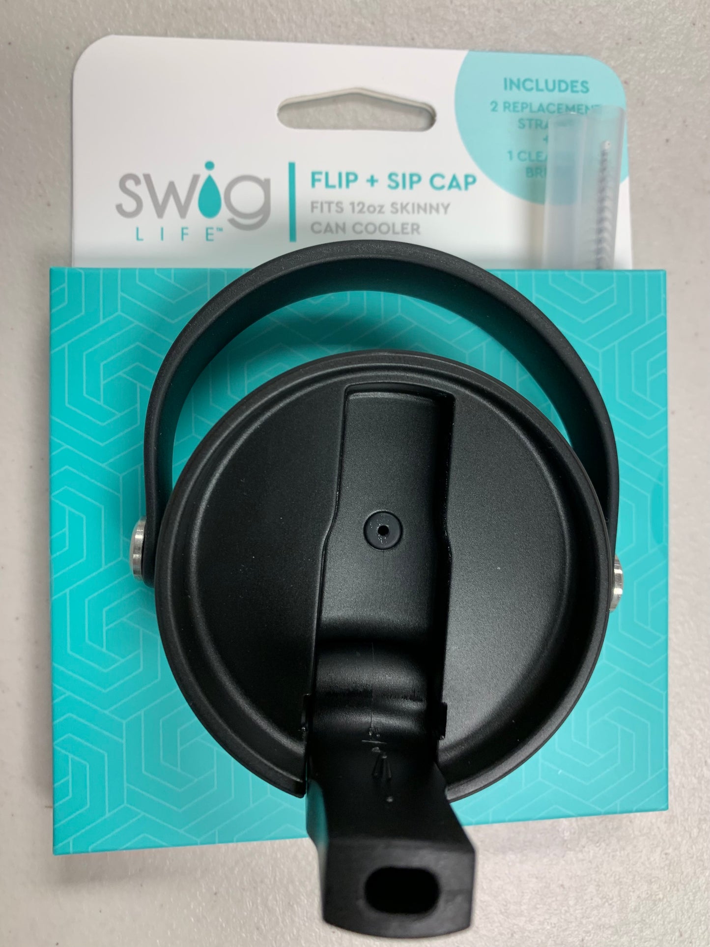 SWIG Black Flip & Sip Cap (12oz. skinny can cooler)