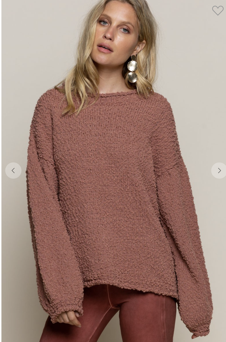 POL Dusty Cedar Loose Fitting Sweater